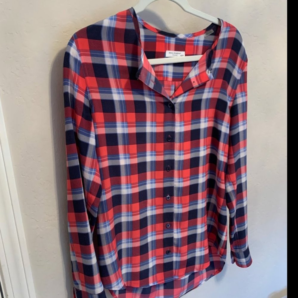 Plaid silk Equipment shirt